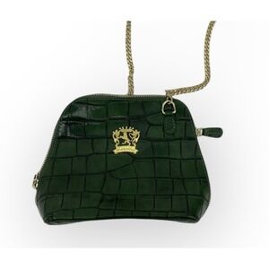 Pratesi Firenze Leather Emerald‎ Green Croc Pattern Crossbody Purse (unused)